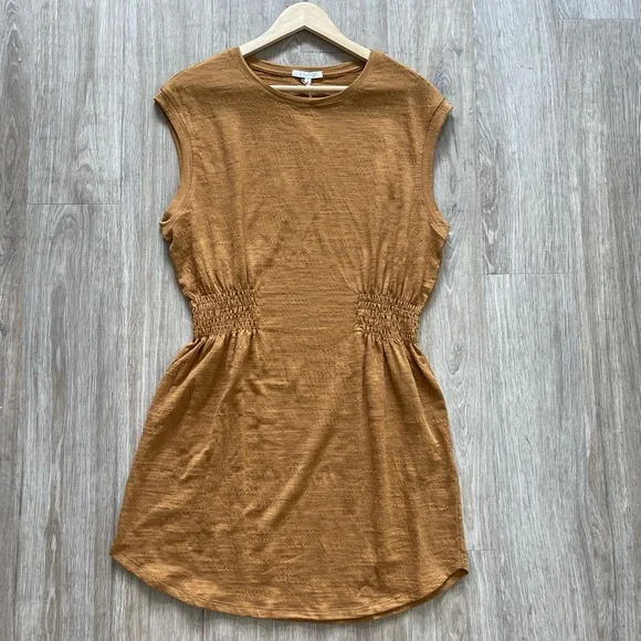 NWT Z Supply Camel Smocked Waist Knit Mini Dress Size L - Picture 1 of 7